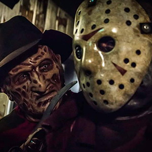 Freddy and Jason posing for a picture